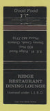 Matchbook Cover - Ridge Restaurant Stoney Creek ON 30 Strike