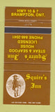 Matchbook Cover - Squire's Inn Steak Seafood Brampton ON 30 Strike