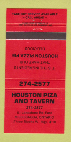Matchbook Cover - Houston Piza and Tavern Pizza Mississauga ON 30 Strike