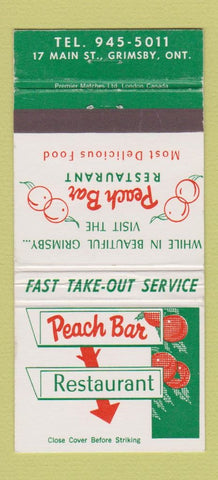 Matchbook Cover - Peach Bar Restaurant Grimsby ON #1  30 Strike