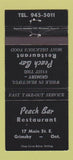 Matchbook Cover - Peach Bar Restaurant Grimsby ON #2 BLACK 30 Strike