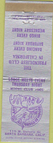 Matchbook Cover - Matchbook Cover Moose Lodge Santa Barbara CA