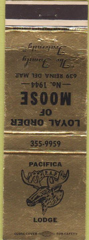Matchbook Cover - Matchbook Cover Moose Lodge Pacifica CA