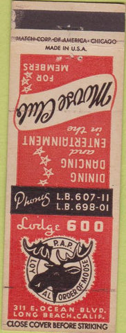 Matchbook Cover - Matchbook Cover Moose Lodge Long Beach CA