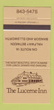 Matchbook Cover - Lucerne Inn Bangor Ellsworth ME 30 Strike