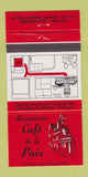 Matchbook Cover - Restaurant Cafe de la Paix Quebec QC 30 Strike