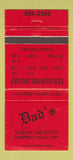 Matchbook Cover - Dad's Restaurant Campbellville ON 30 Strike