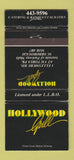 Matchbook Cover - Hollywood Grill Scarborough ON 30 Strike