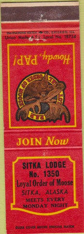 Matchbook Cover - Matchbook Cover Moose Lodge Sitka AK