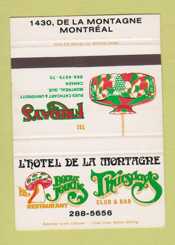 Matchbook Cover - Friday's Montreal QC Restaurant 40 Strike