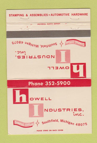 Matchbook Cover - Howell Industries Southfield MI stamping 40 Strike