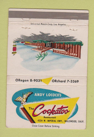 Matchbook Cover - Andy Lococo's Cockatoo Inglewood CA WEAR 40 Strike