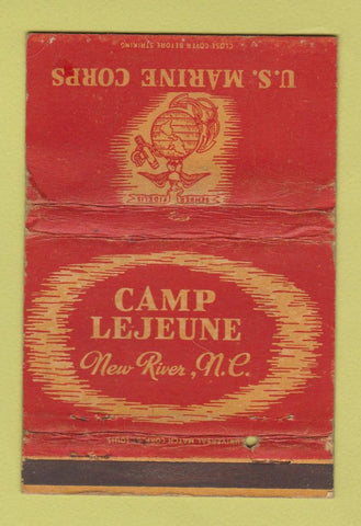 Matchbook Cover - Camp Lejeune New River NC Marines WORN postcard 40 Strike