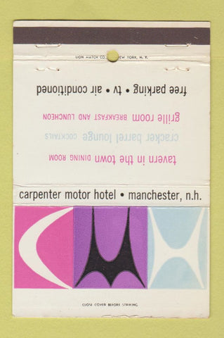 Matchbook Cover - Carpenter Motor Hotel Manchester NH 40 Strike