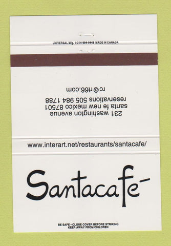 Matchbook Cover - Santa Cafe Santa Fe NM 40 Strike