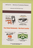 Matchbook Cover - Restaurants Cumberland MD Pizza Folck's Mills 40 Strike