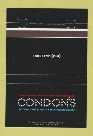 Matchbook Cover - Condon's Restaurant New York City 40 Strike