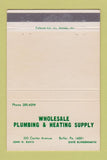 Matchbook Cover - Wholesale Plumbing Heating Butler PA 40 Strike
