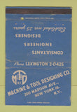 Matchbook Cover - Machine & Tool Designing New York City WWII WEAR 40 Strike