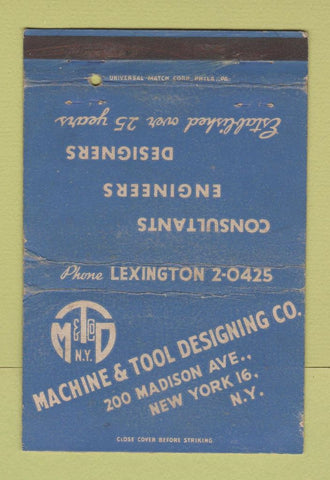 Matchbook Cover - Machine & Tool Designing New York City WWII WEAR 40 Strike
