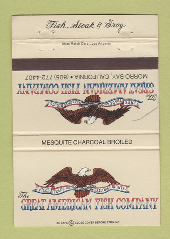 Matchbook Cover - Great American Fish Company Morro Bay CA WEAR 40 Strike