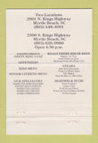 Matchbook Cover - J Edward's Ribs Myrtle Beach SC 40 Strike