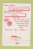 Matchbook Cover - Keystone Savings Westminster CA WEAR 40 Strike