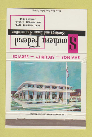 Matchbook Cover - Southern Federal Savings Los Angeles CA 40 Strike