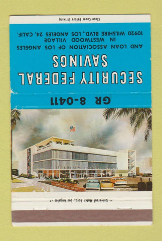 Matchbook Cover - Security Federal Savings Los Angeles CA WEAR 40 Strike