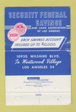 Matchbook Cover - Security Federal Savings Los Angeles CA WEAR 40 Strike