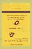 Matchbook Cover - Heritage Federal Savings Tifton GA WEAR 40 Strike