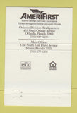 Matchbook Cover - Amerifirst Federal Bank Miami Orlando FL 40 Strike