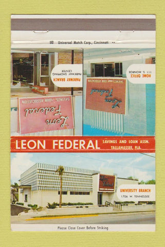 Matchbook Cover - Leon Federal Savings Tallahassee FL WEAR 40 Strike