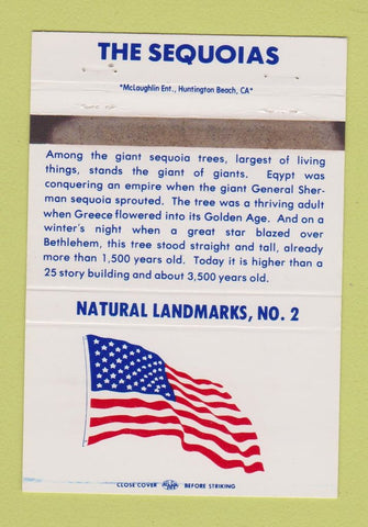 Matchbook Cover - Natural Landmarks RMS #2 Sequoias WEAR 40 Strike