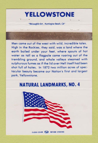Matchbook Cover - Natural Landmarks RMS #4 Yellowstone WEAR 40 Strike