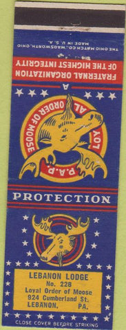Matchbook Cover - Matchbook Cover Moose Lodge Lebanon PA