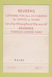Matchbook Cover - Reuben's New York City WEAR 40 Strike