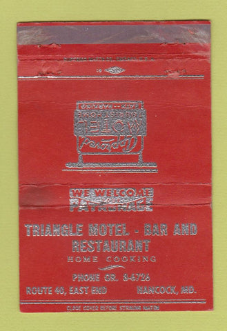 Matchbook Cover - Triangle Motel Hancock MD WORN 40 Strike