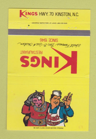 Matchbook Cover - Kings Restaurant BBQ Kinston NC 40 Strike