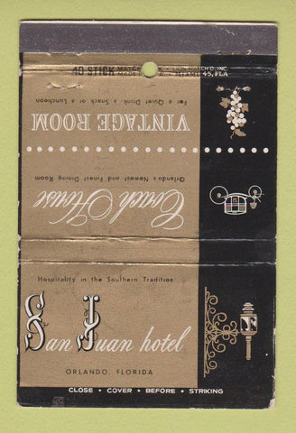 Matchbook Cover - San Juan Hotel Orlando FL WEAR 40 Stick