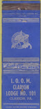 Matchbook Cover - Matchbook Cover Moose Lodge Clarion PA WORn