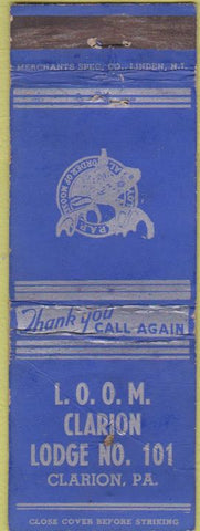 Matchbook Cover - Matchbook Cover Moose Lodge Clarion PA WORn