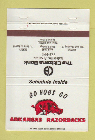 Matchbook Cover - Citizens Bank Batesville AR Razorbacks 1981 40 Strike