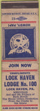 Matchbook Cover - Matchbook Cover Moose Lodge Lock Haven PA POOR