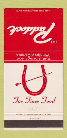 Matchbook Cover - Paddock Restaurant Winnipeg MB 30 Strike