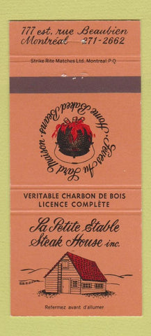 Matchbook Cover - La Petite Stable Steak House Montreal QC 30 Strike