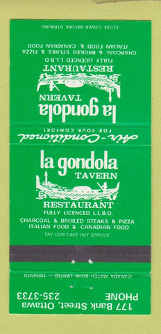 Matchbook Cover - La Gondola Tavern Ottawa ON 30 Strike