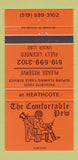 Matchbook Cover - Comfortable Pub Heathcote ON 30 Strike