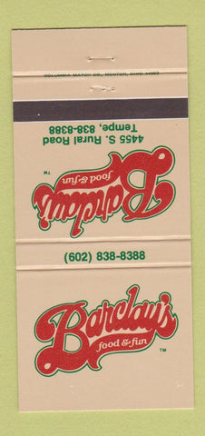 Matchbook Cover - Barclay's Restaurant Tempe AZ 30 Strike