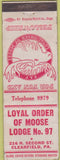 Matchbook Cover - Matchbook Cover Moose Lodge Clearfield PA